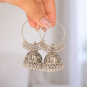 Silver jhumka earrings