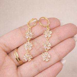 Delicate gold floral drop earrings