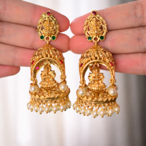 Intricate gold temple earrings
