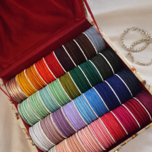 Pastel bangles in velvet box