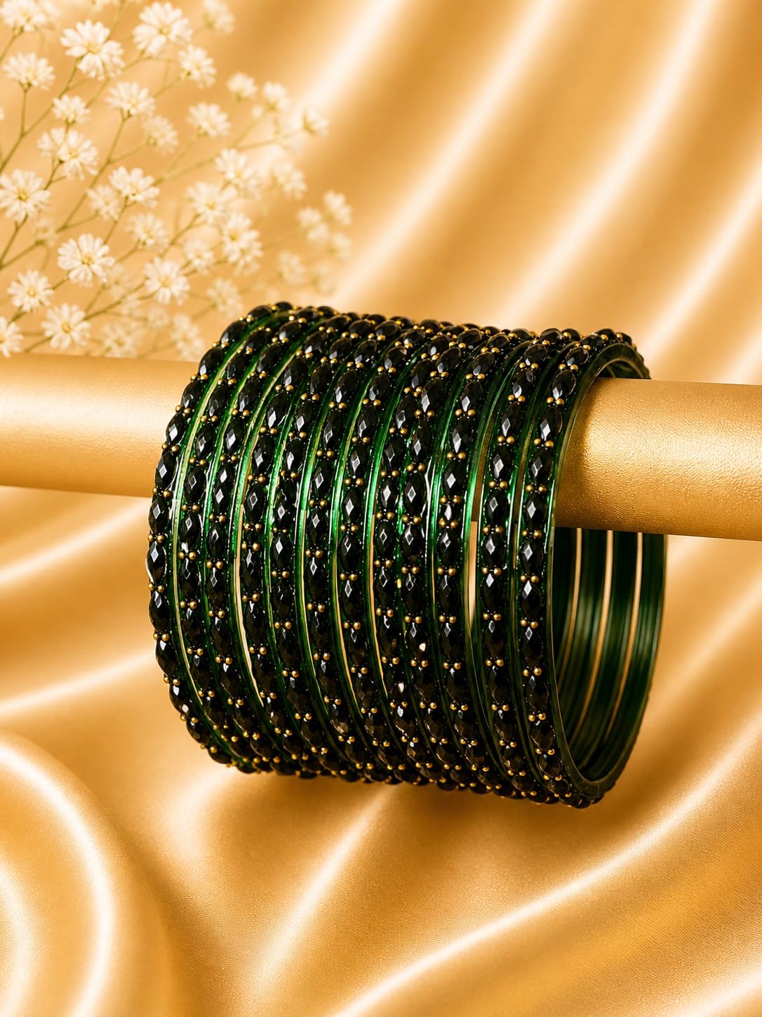 Dark Green Raindrop Bangles