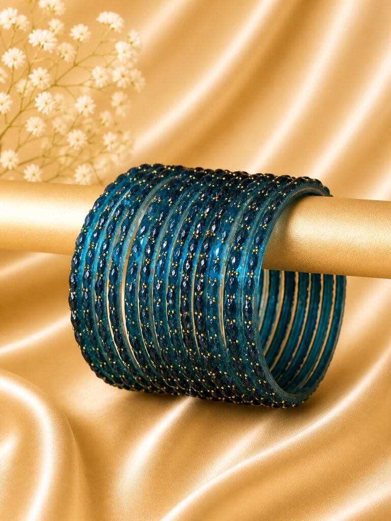 Peacock Blue Raindrop Bangles