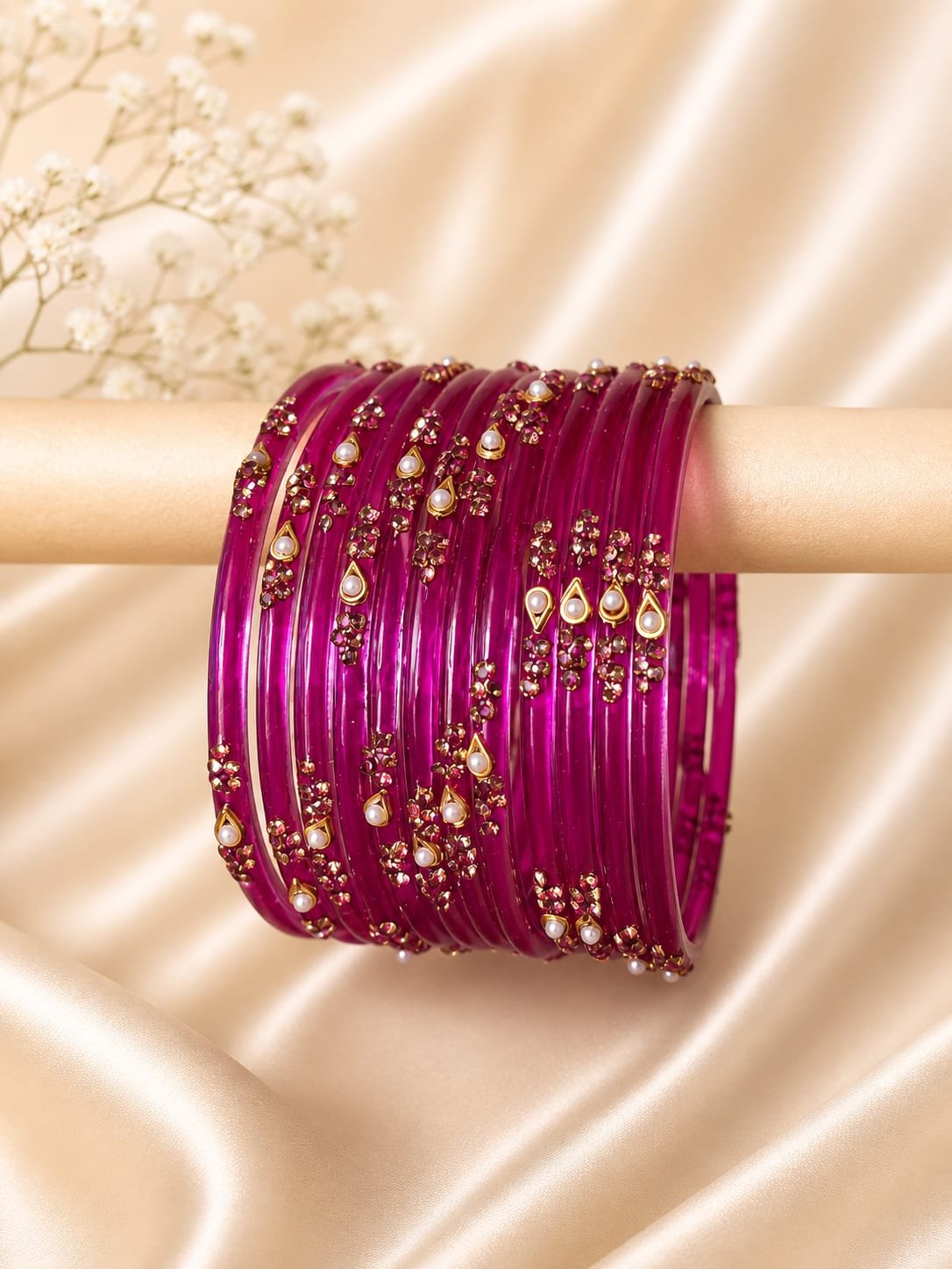Rani Pink Pearl Bangles