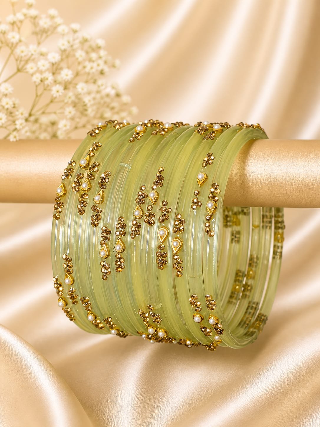 Cream Pearl Bangles